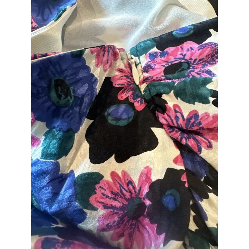 Veronica Beard Women Size 8‎ Ravello Floral Ruffle Ruched Skirt Silk Pink Multi
